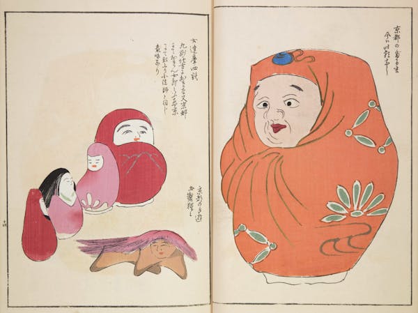 Woodblock image of Japanese toys