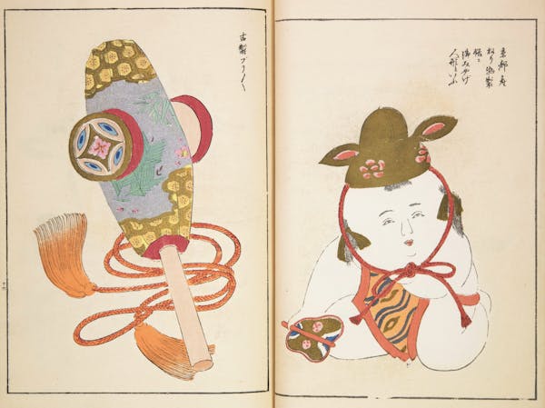 Woodblock image of Japanese toys