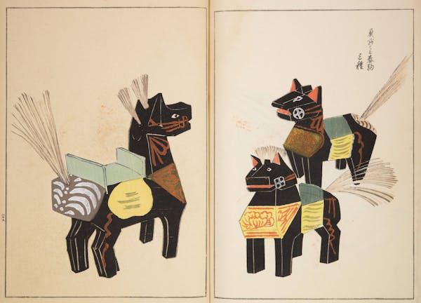 Woodblock image of Japanese toys