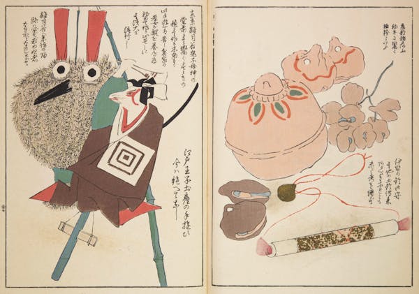 Woodblock image of Japanese toys