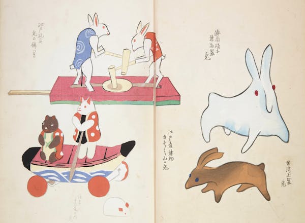 Woodblock image of Japanese toys