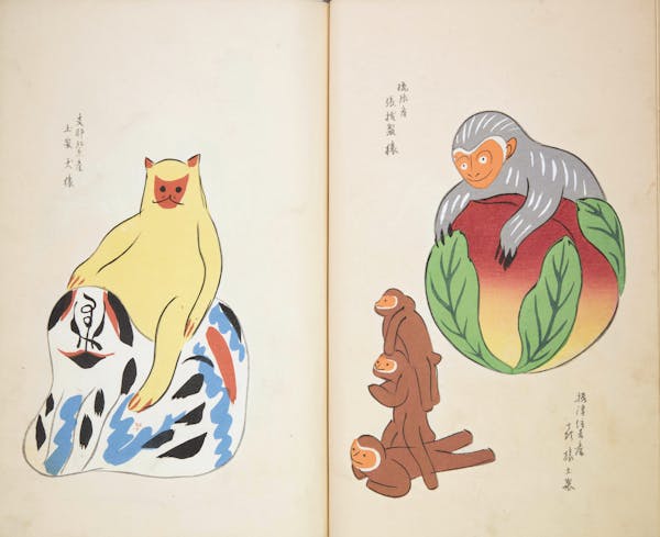 Woodblock image of Japanese toys