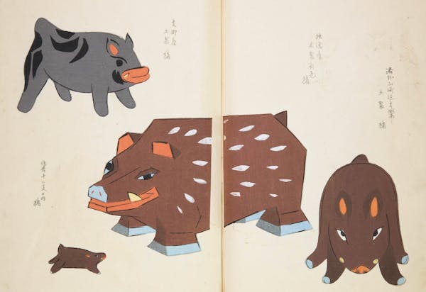 Woodblock image of Japanese toys