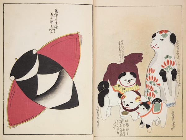 Woodblock image of Japanese toys