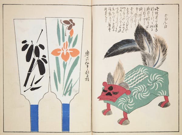 Woodblock image of Japanese toys