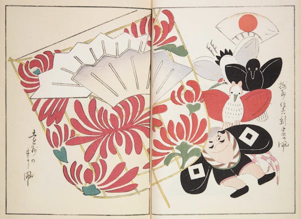 Woodblock image of Japanese toys