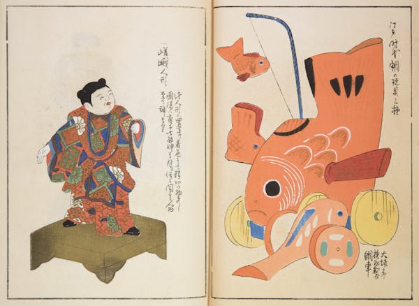 Woodblock image of Japanese toys