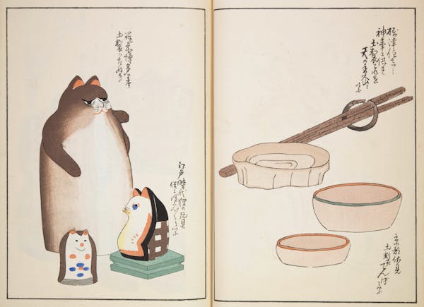 Woodblock image of Japanese toys