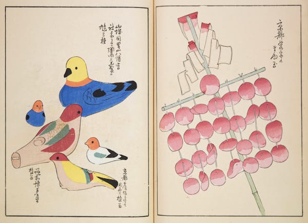 Woodblock image of Japanese toys