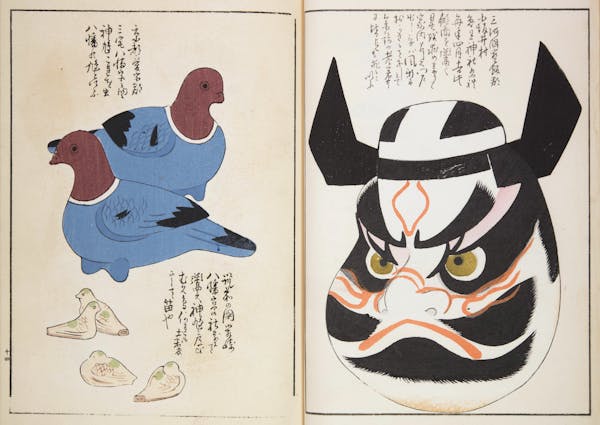 Woodblock image of Japanese toys