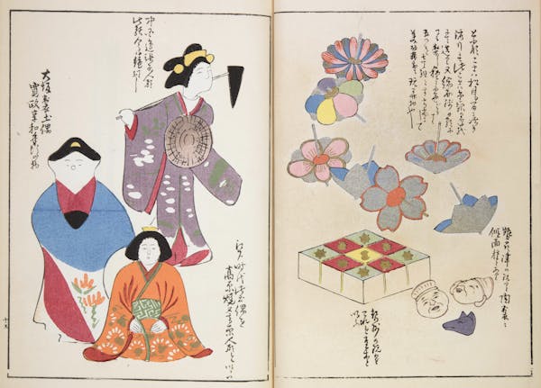 Woodblock image of Japanese toys