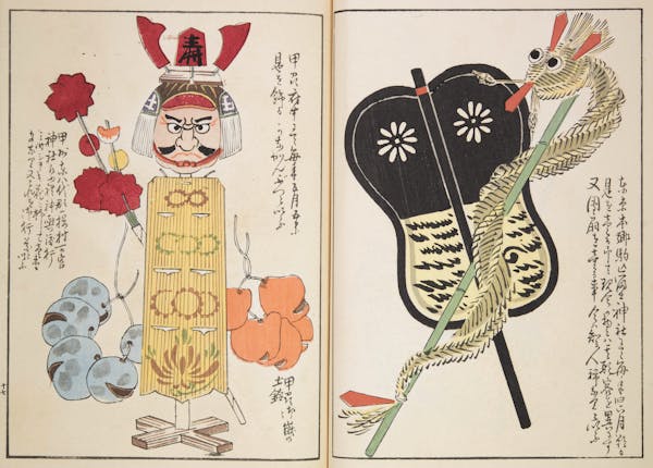 Woodblock image of Japanese toys