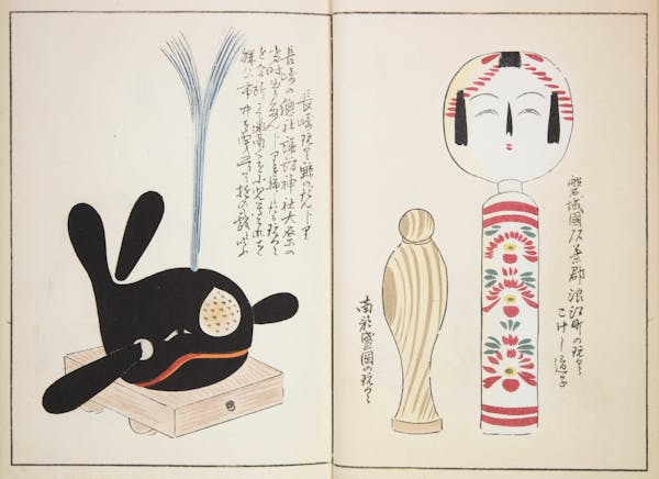 Woodblock image of Japanese toys