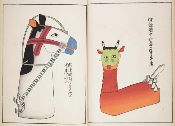 Woodblock image of Japanese toys