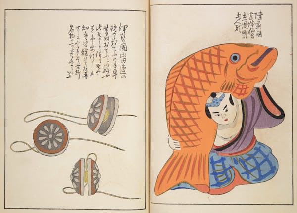 Woodblock image of Japanese toys