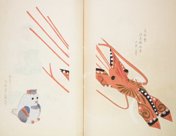 Woodblock image of Japanese toys