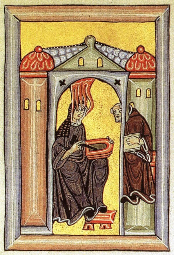 hildegard of bingen receiving a vision