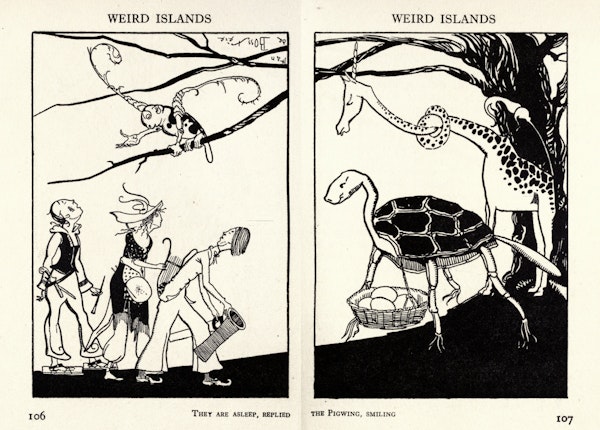 Line illustration from the book Weird Islands
