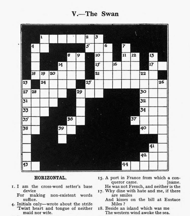  crossword in the shape of a swan