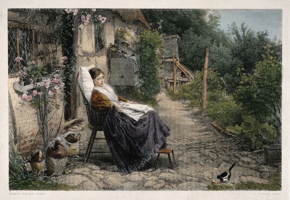 young woman convalescing