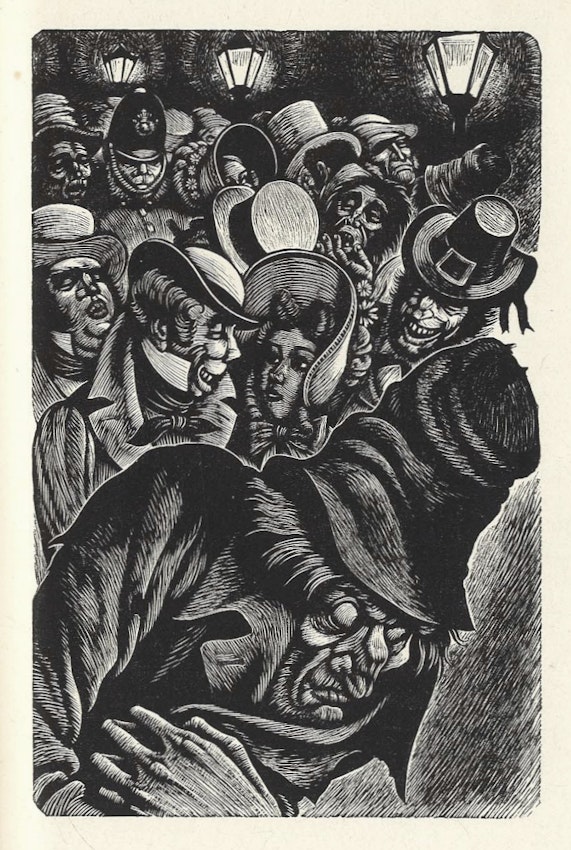Fritz Eichenberg engraving of Poe’s The Man of the Crowd