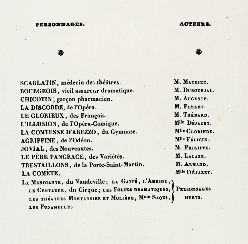 Text listing of cast of characters