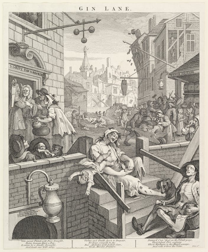 An urban scene of drunkenness