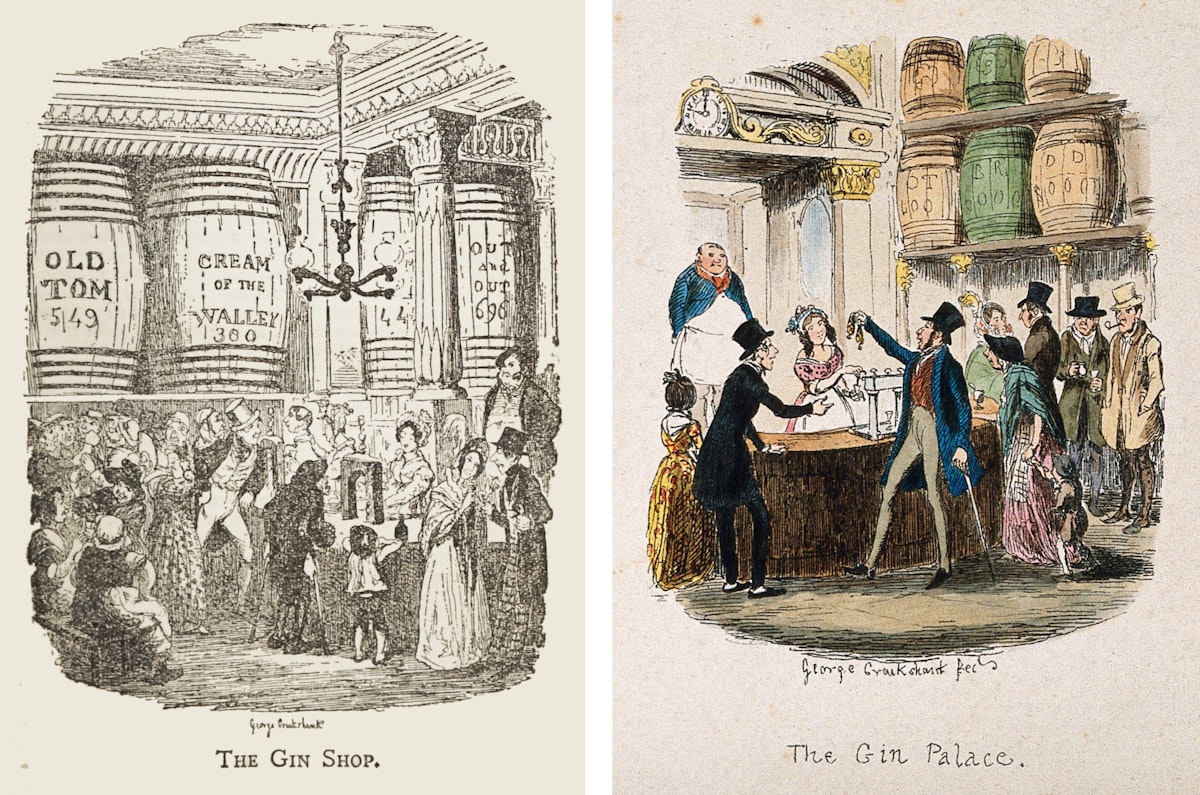 Scenes of the gin shop and gin palace