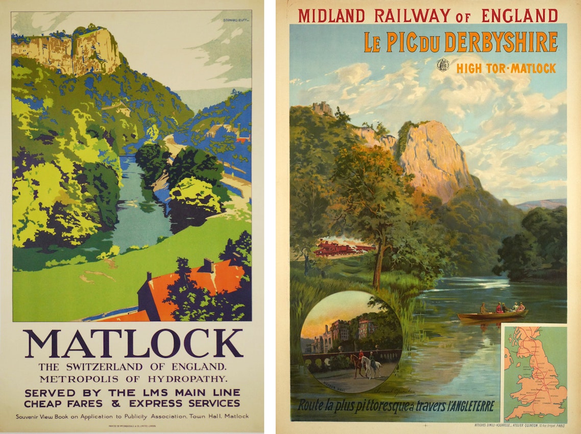 Railway posters showing a view of Matlock from on high