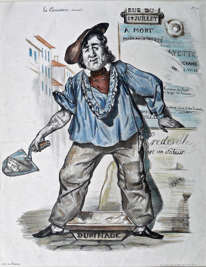 Drawing in La Caricature depicting censorship of the 1830 revolution