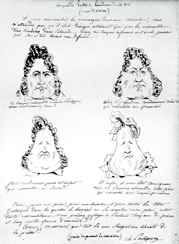 Philipon Pear Drawing Captioned in La Caricature