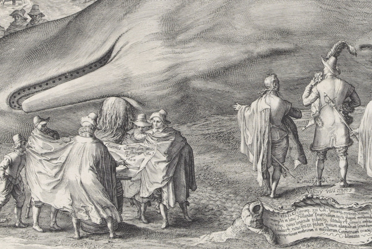 detail from Jan Saenredam print of a beached whale
