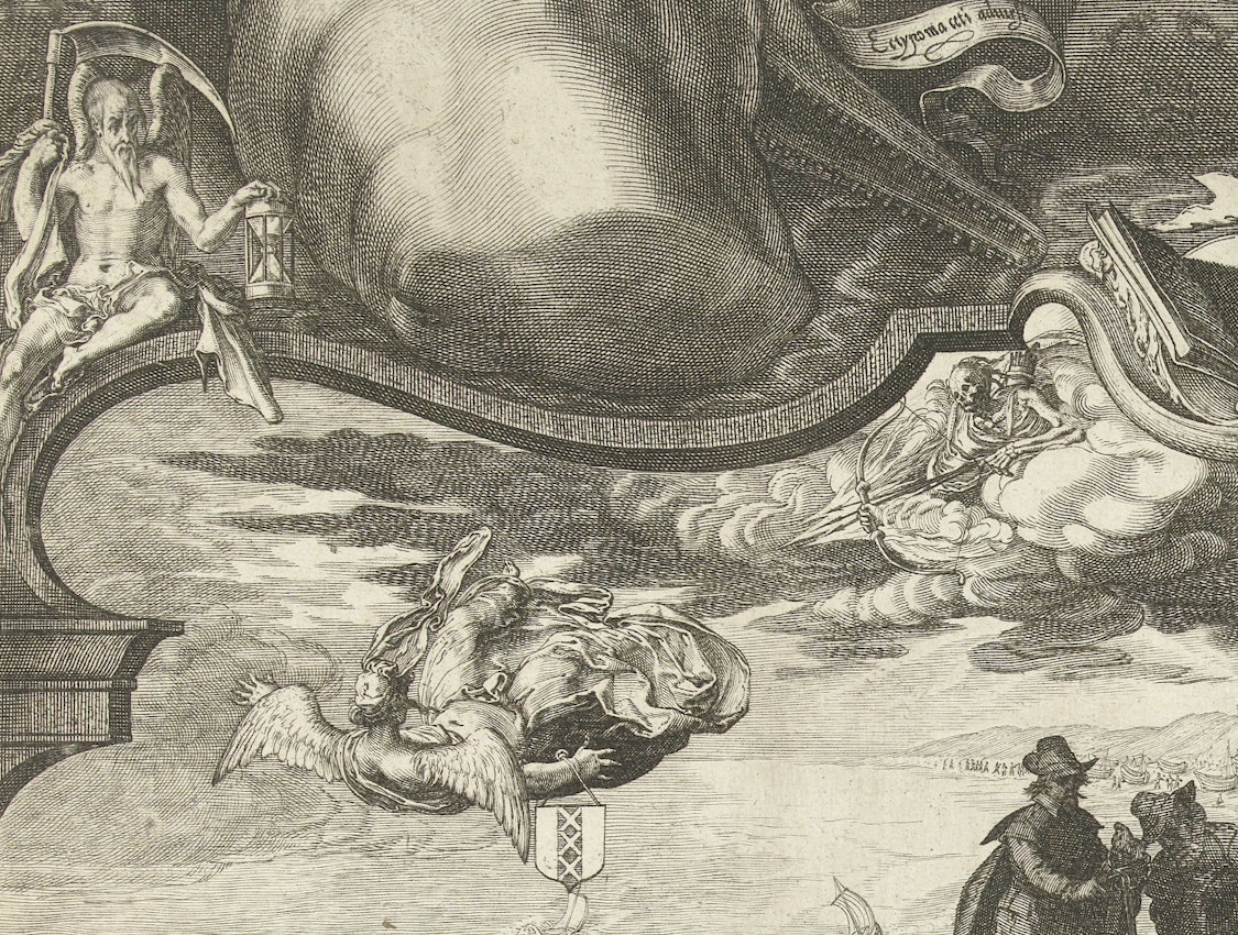 detail from Jan Saenredam print of a beached whale showing death