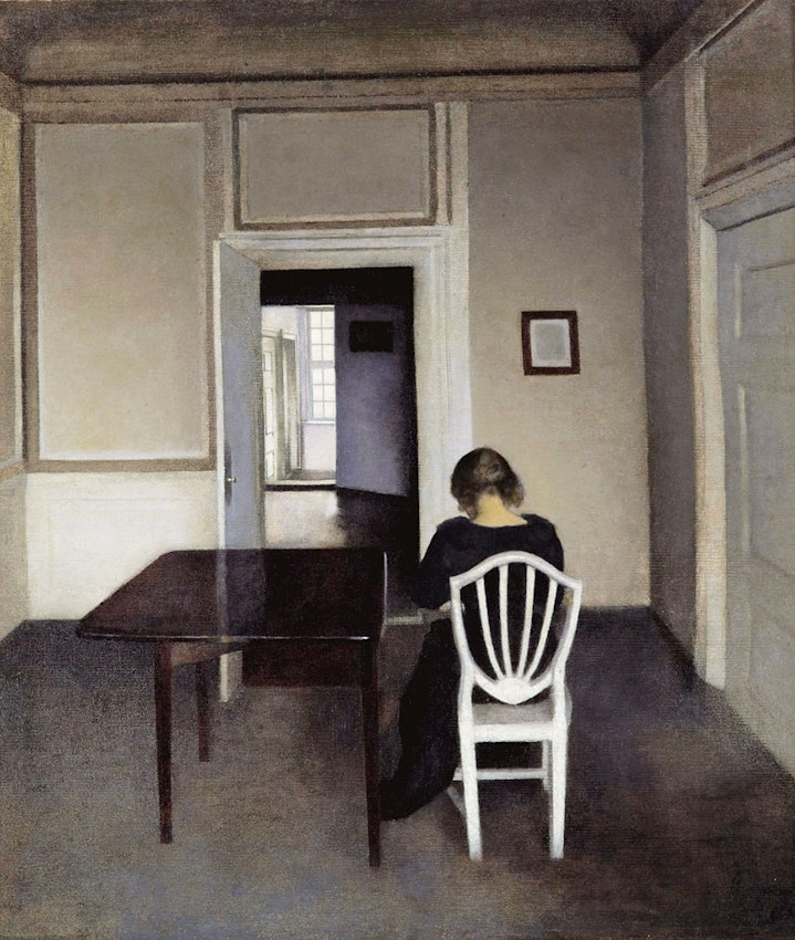 Vilhelm Hammershøi Interior with Ida in a White Chair