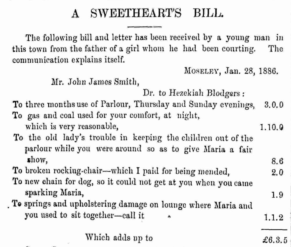 a sweetheart’s bill