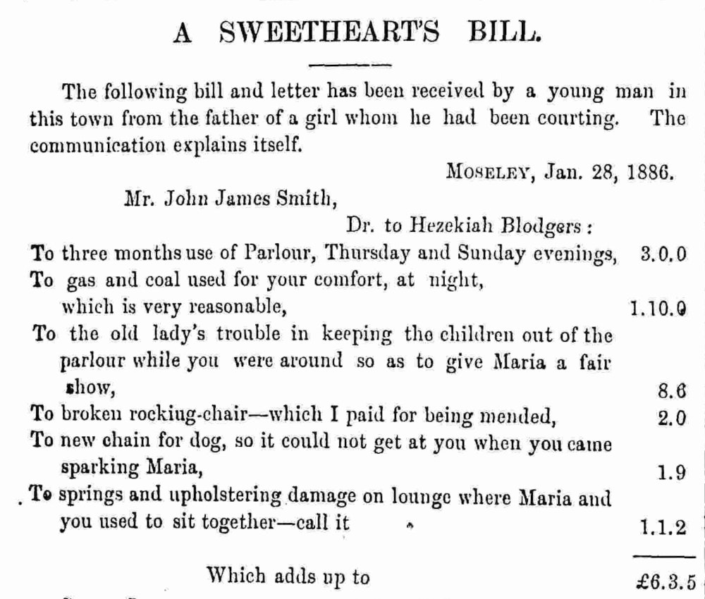 a sweetheart’s bill