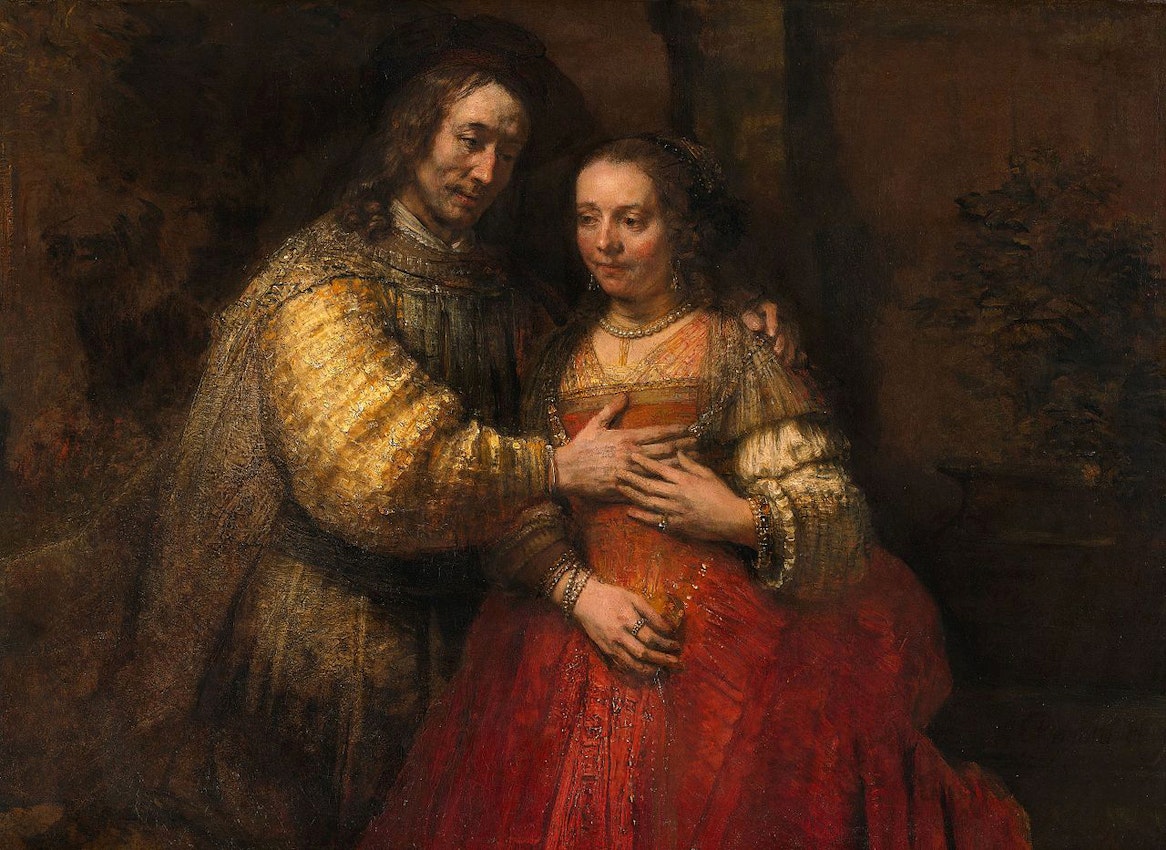 Rembrandt Jewish Bride)
caption={Rembrandt Harmensz. van Rijn, *Portrait of a Couple as Isaac and Rebecca* (known as *The Jewish Bride*), ca. 1665 — <a href="https://commons.wikimedia.org/wiki/File:Rembrandt_Harmensz._van_Rijn_-_Portret_van_een_paar_als_oudtestamentische_figuren,_genaamd_%27Het_Joodse_bruidje%27_-_Google_Art_Project.jpg">Source</a>