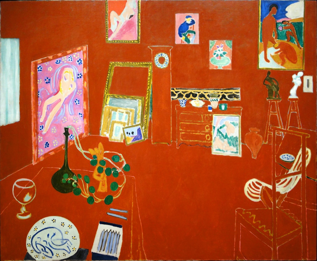 Matisse Red Studio)
caption={Henri Matisse, *The Red Studio*, 1911 — <a href="https://www.flickr.com/photos/profzucker/22888990534">Source</a>
