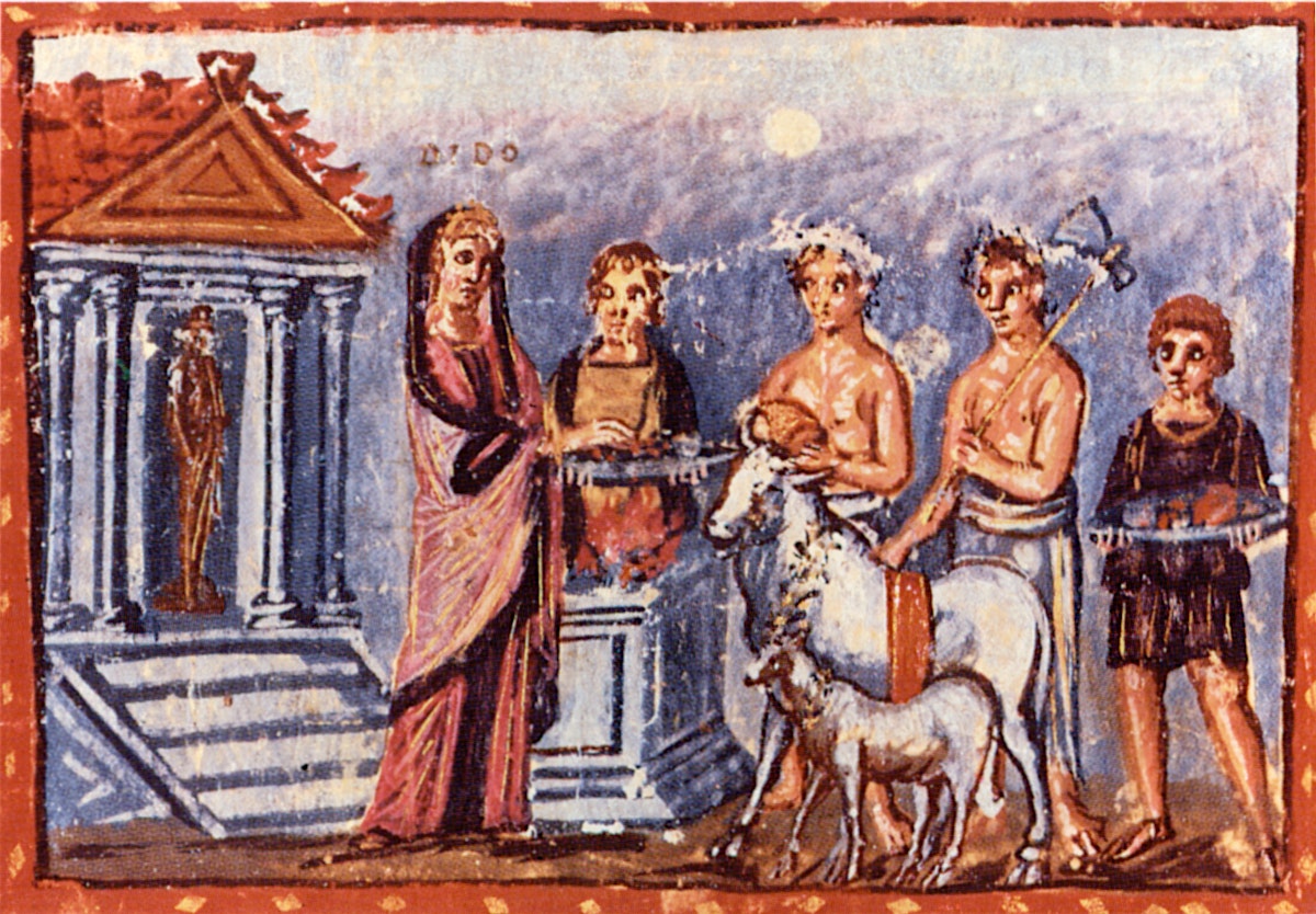 Vergilius Vaticanus illustration of Dido sacrifice