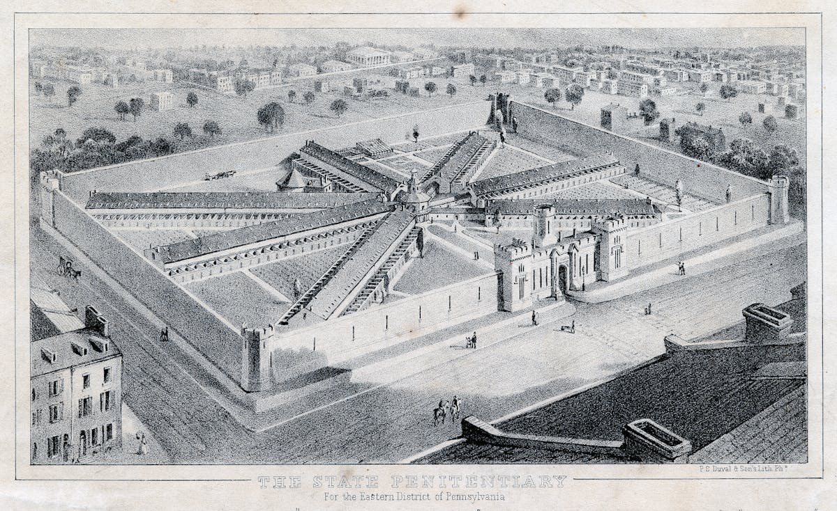 Aerial view of Eastern State Penitentiary