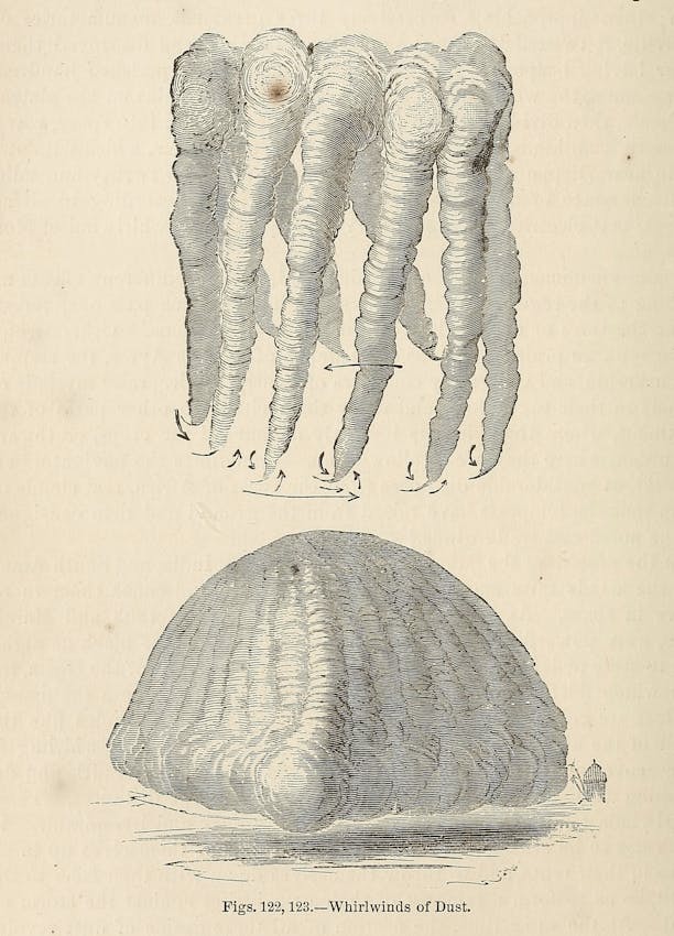 Line-drawing renderings of two whirlwind shapes