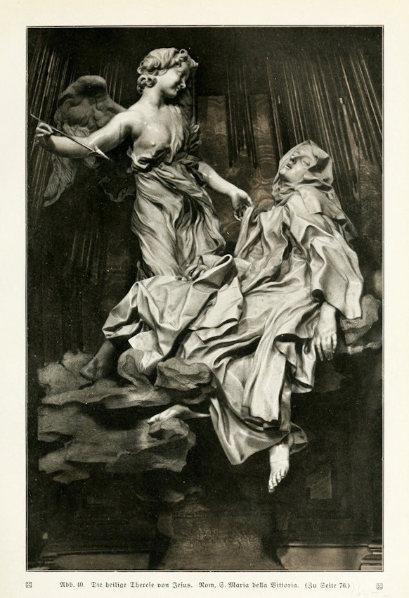 Photograph of the Bernini sculpture of Saint Teresa in rapture with an angel poised to strike
