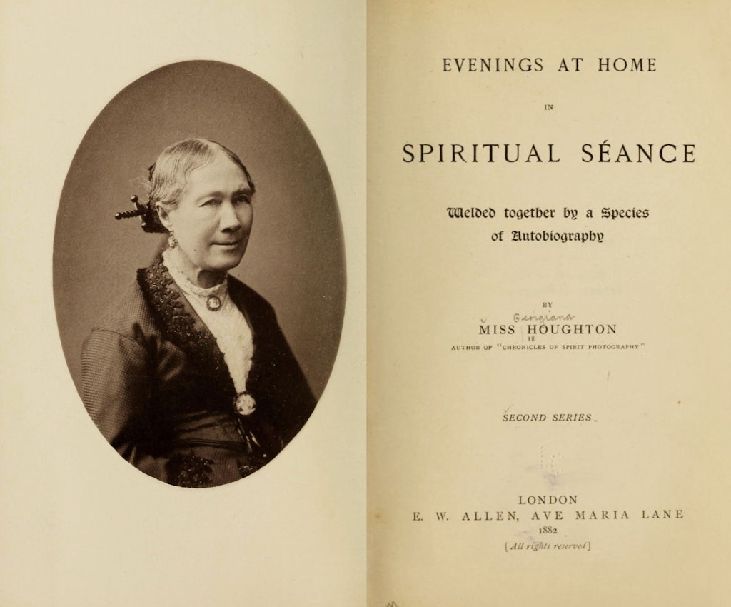Two page spread with portrait photo of Houghton on the left and title and publication details on the right.