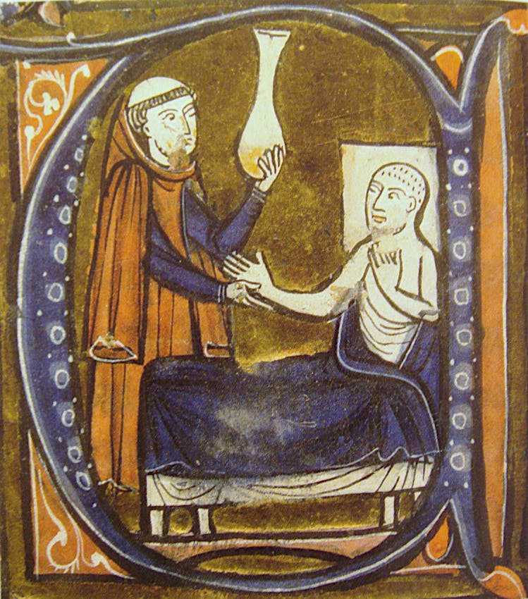 Rhazes examining a uroscopy flask