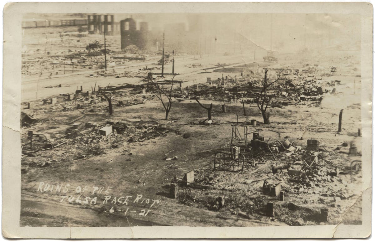 tulsa massacre, Wide view of ruined neighborhood