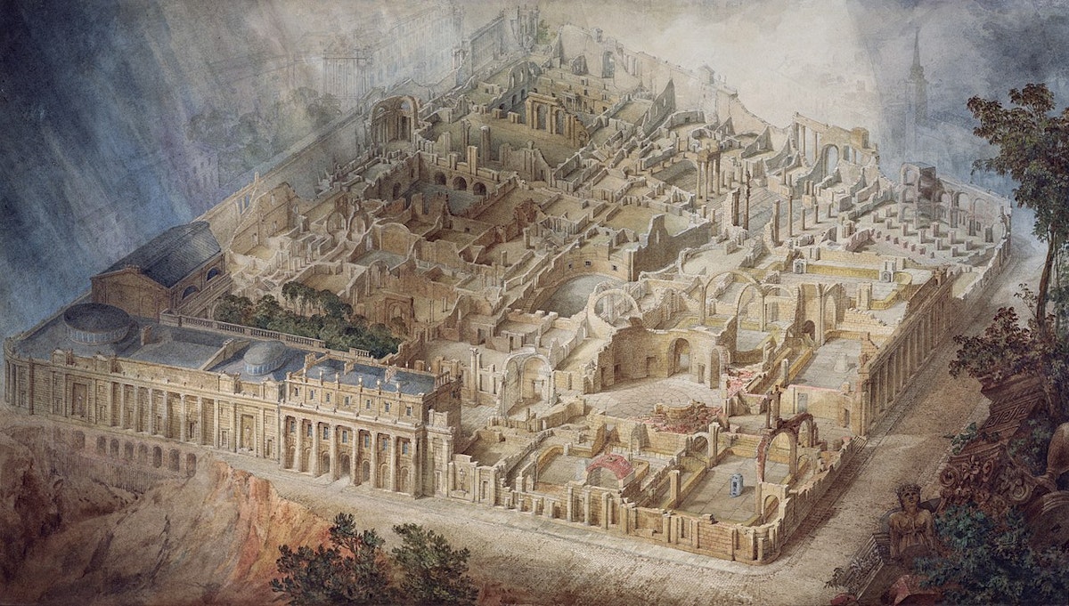soane's bank of england appearing as if in ruins 