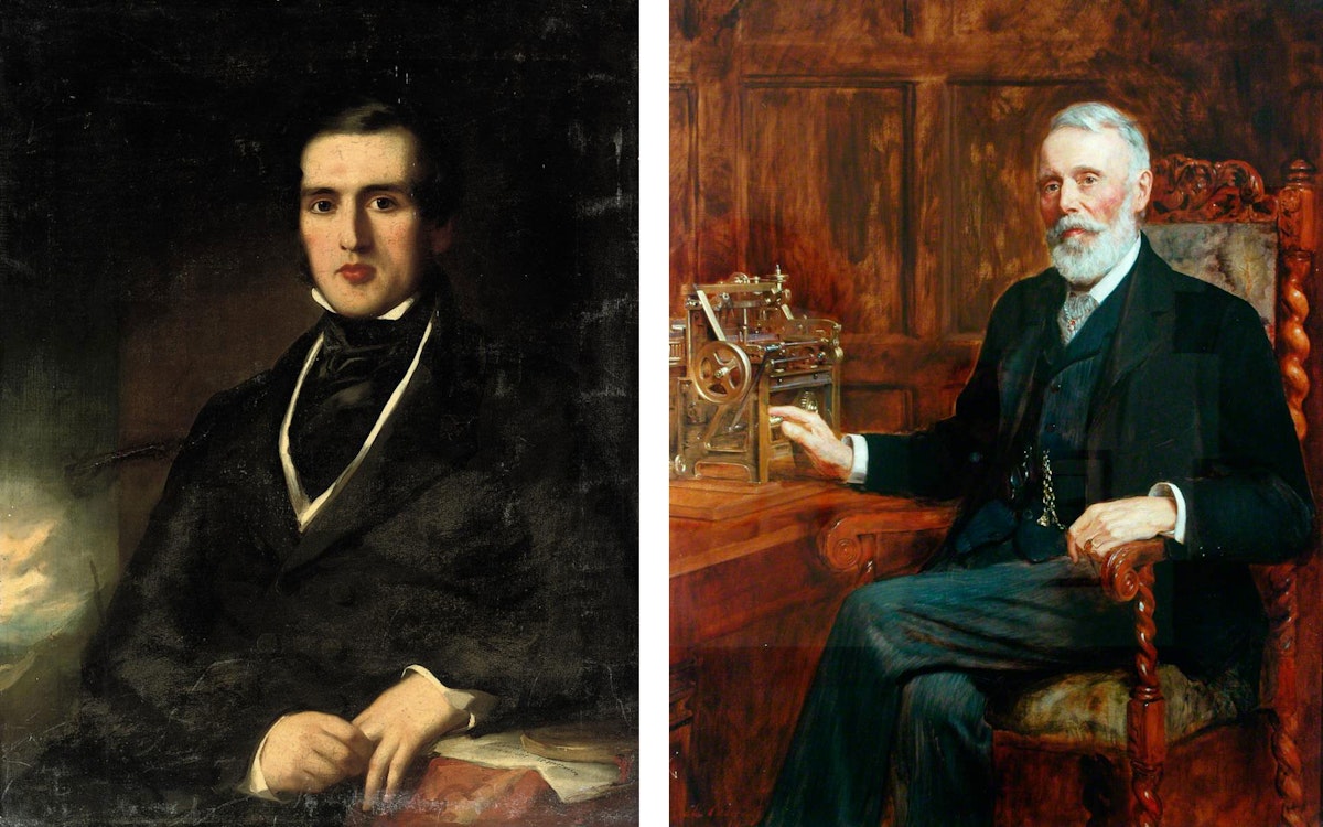 Two painted portraits of inventors