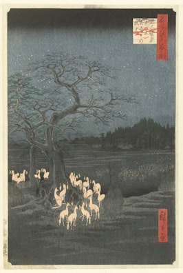 "Fox Fires" on New Year's Eve at the Shozoku Nettle Tree in Oji