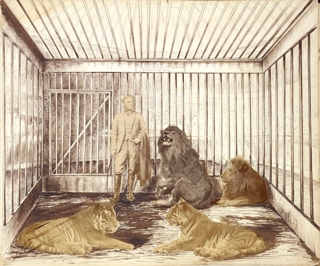 Portrait of a Man with Lions and Tigers
