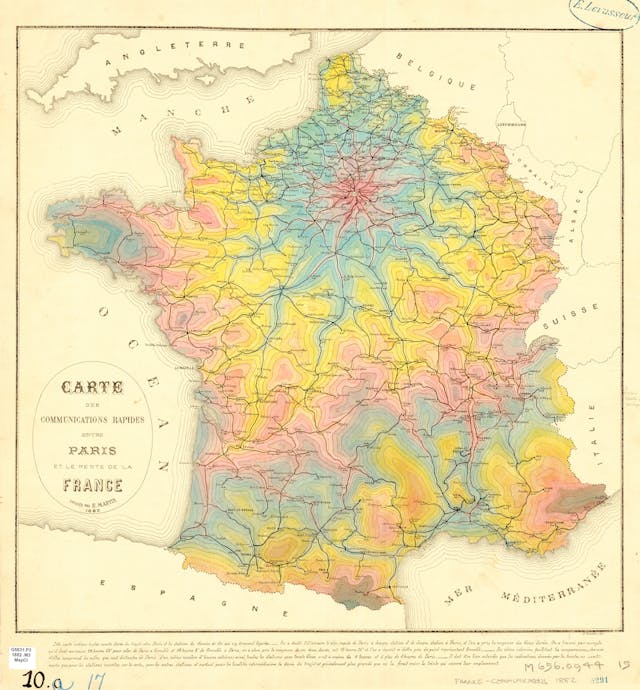 Isochrone Map of Travel Times from Paris